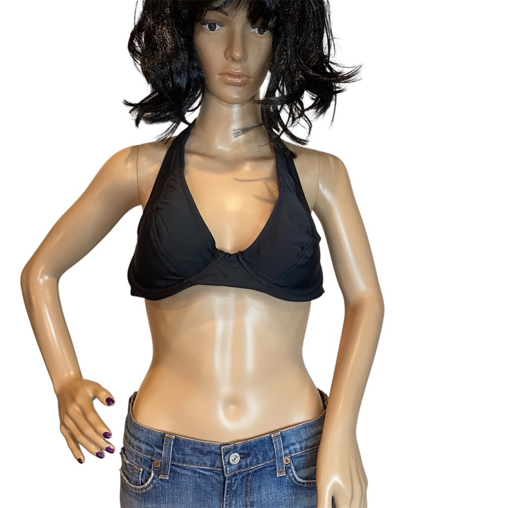 Shapermint Essentials Full Coverage Halter Bikini Top Only Black Size Large NWT - Picture 2 of 11